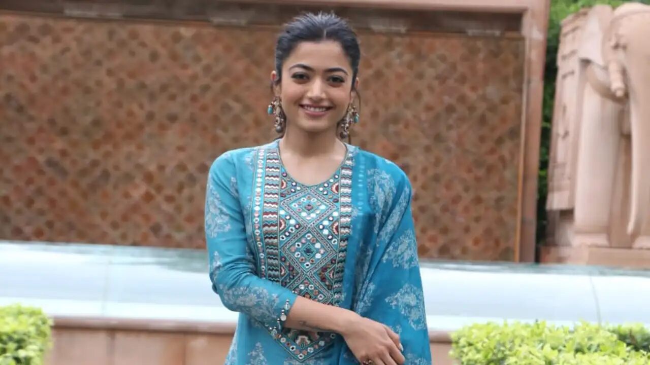 Rashmika Mandanna looked beautiful in a blue sharara as she promotes Goodbye