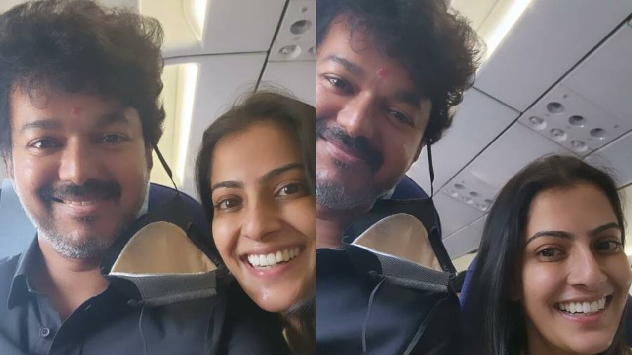 Thalapathy Vijay poses for PIC with Varalaxmi Sarathkumar; Actress says ‘my favorite sat next to me in flight’