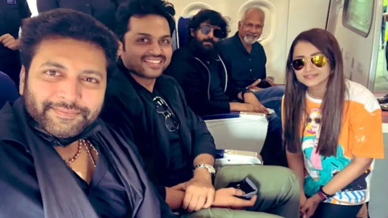 Ponniyin Selvan: Chiyaan Vikram, Karthi, Trisha, Jayam Ravi clicked selfies as they are all set to begin a promotional tour ahead of the release