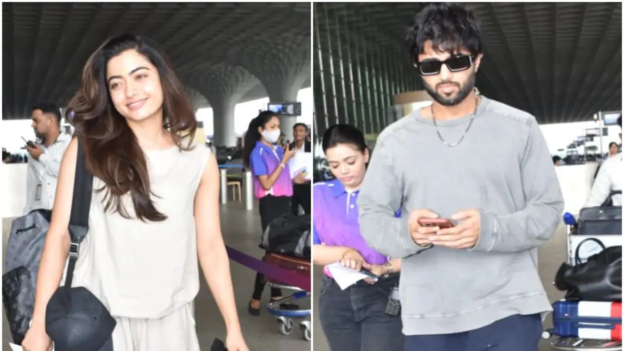 Vijay Deverakonda and Rashmika Mandanna were clicked at the airport together as they fly for a vacation