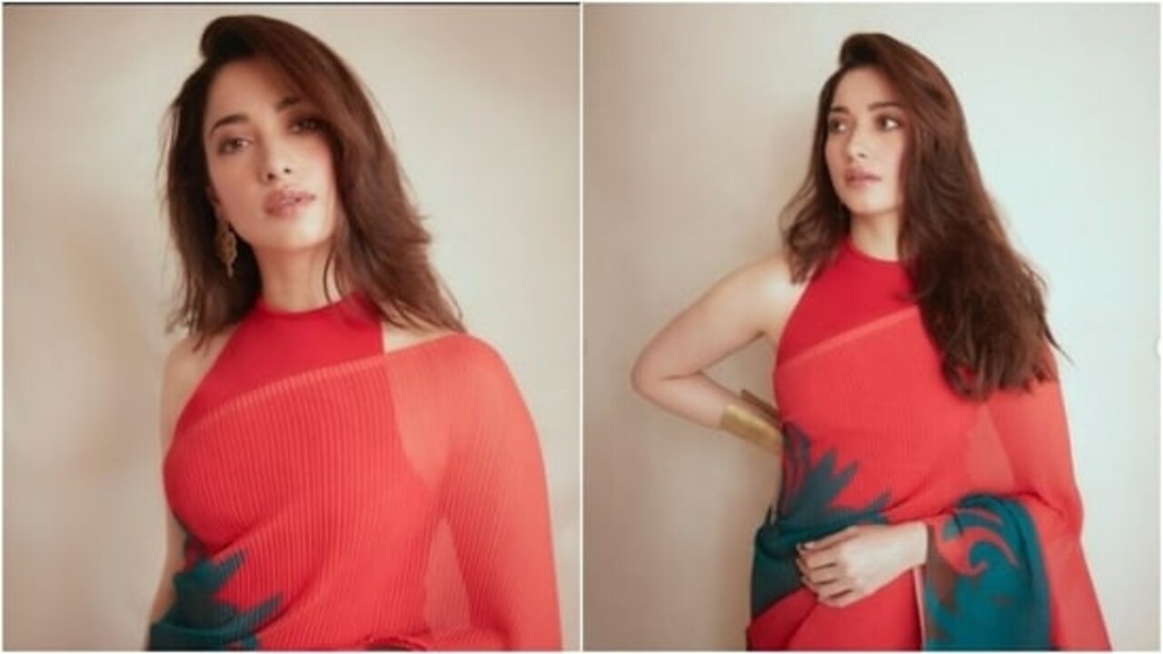 Tamannaah Bhatia looks beautiful in red saree