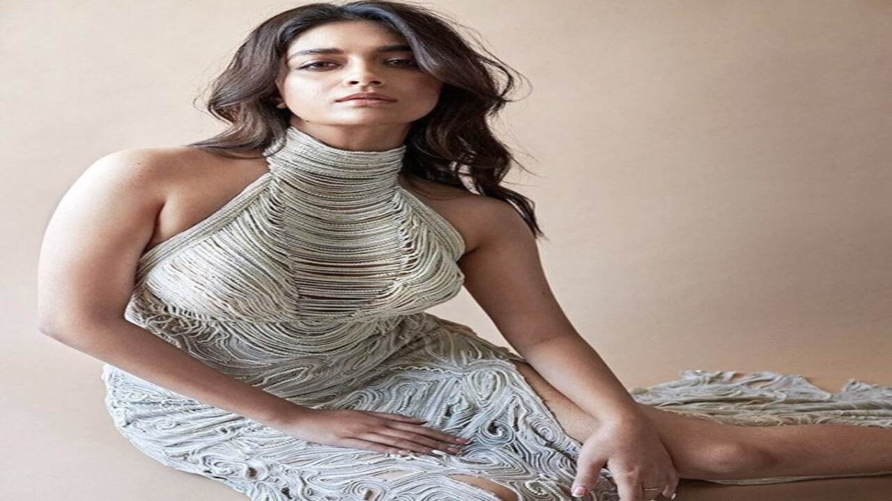 Keerthy Suresh is a sight to behold in a beautiful sleeveless pearl string gown worth Rs. 2.25 Lakh