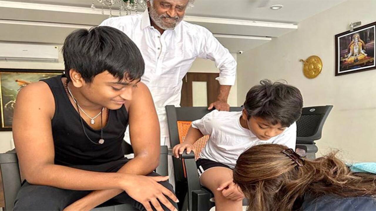 Rajinikanth spends time with grandsons during Diwali