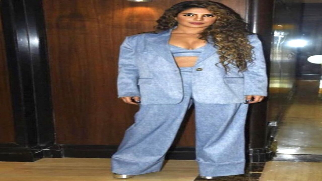 Priyanka Chopra makes a bold fashion statement in a blue pantsuit & curly hair