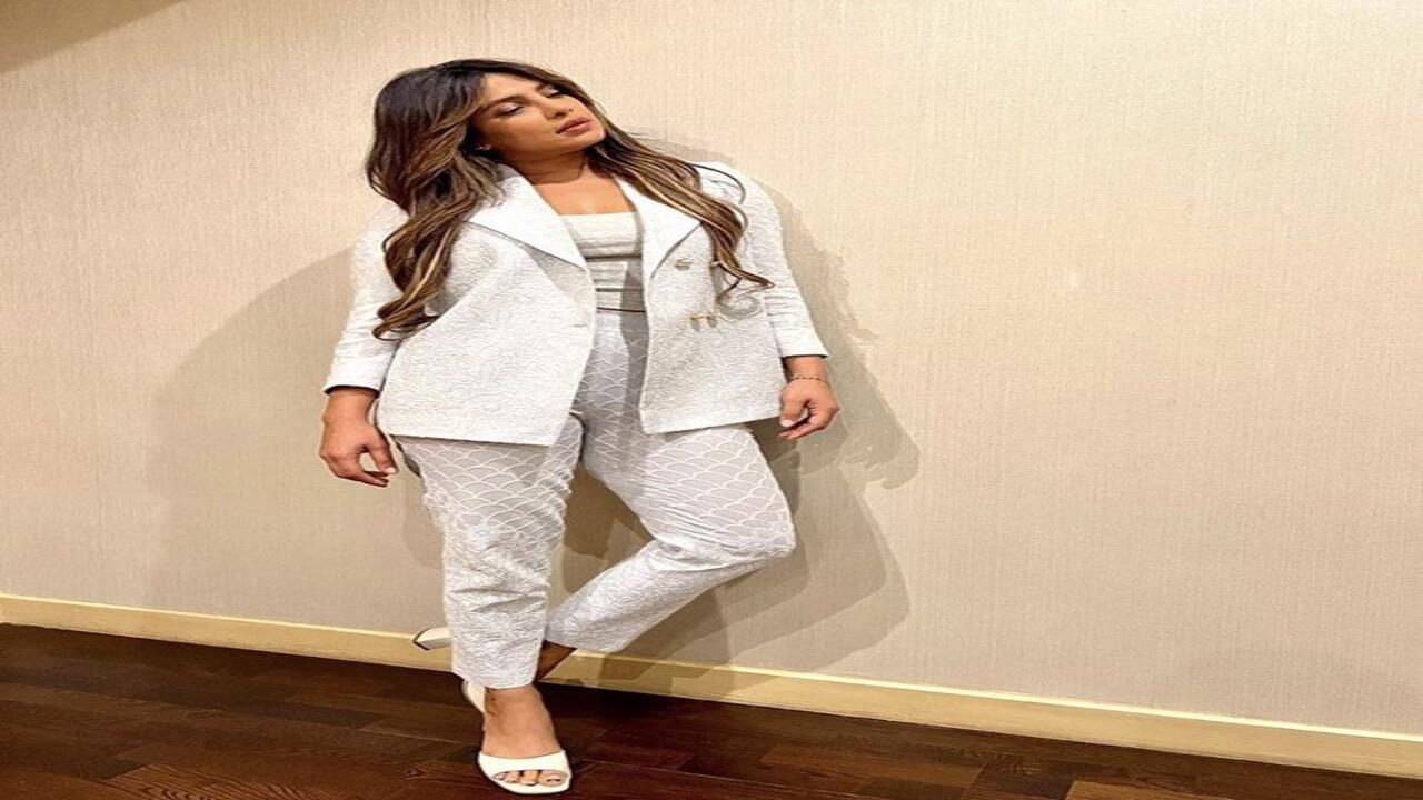Priyanka Chopra flaunts in a chikankari pantsuit