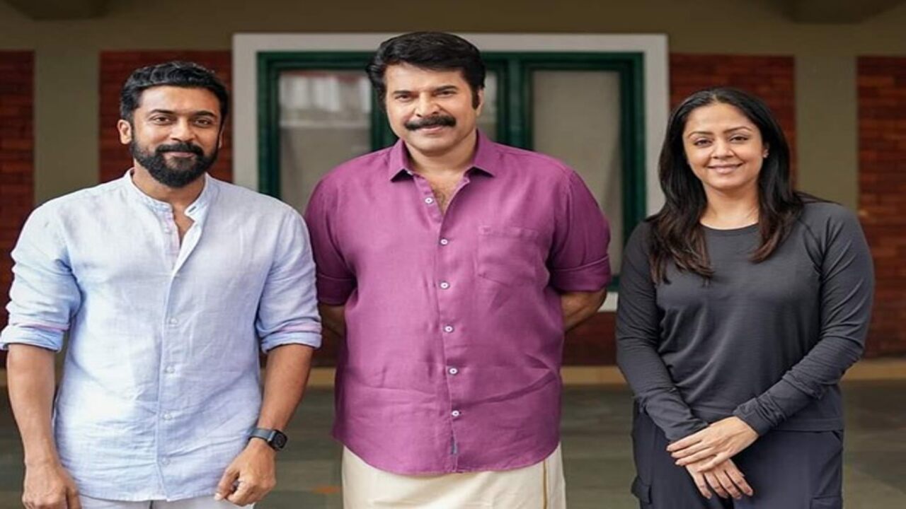 Suriya surprises wife Jyothika as he pays a surprise visit to the set of Kaathal: The Core