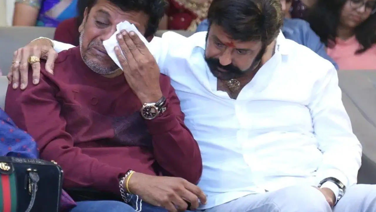 Shivarajkumar breaks into tears watching brother Puneeth’s video at an event