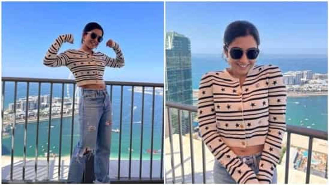 Rashmika Mandanna in crop top & distressed denims is a mood