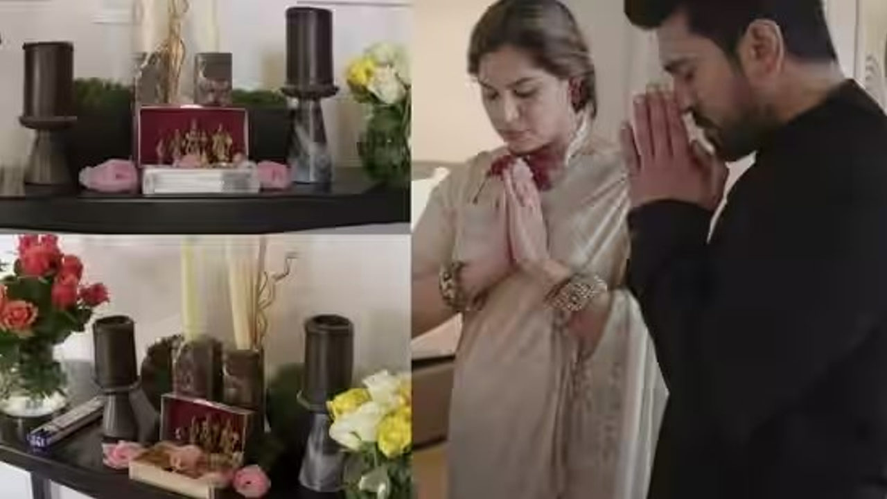 Ram Charan & wife Upasana set up small temple whenever they travel