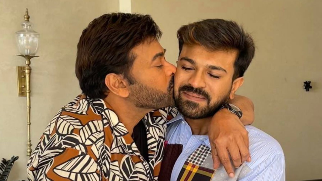 Chiranjeevi shares a heartwarming picture kissing son Ram Charan on his birthday: “Proud of you Nanna”