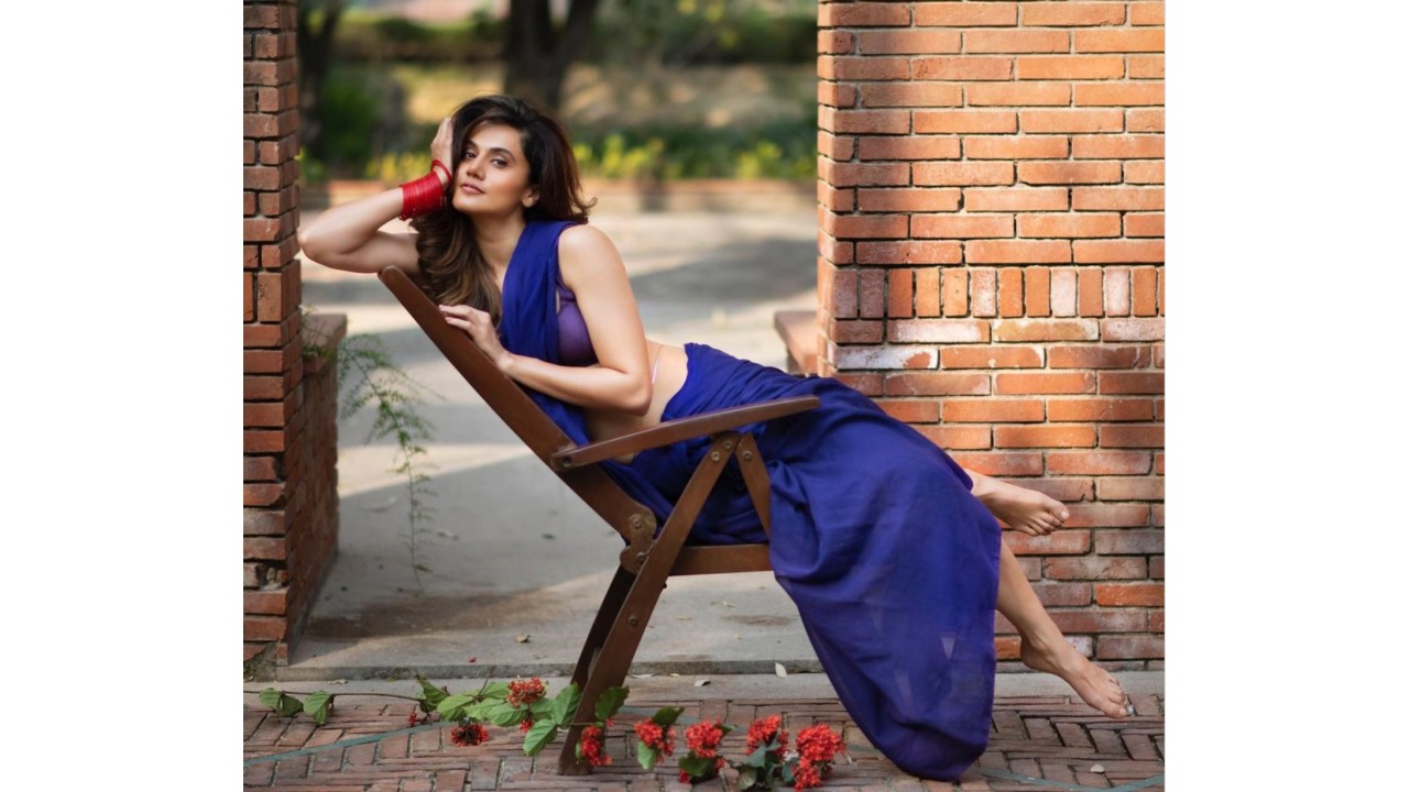 Taapsee Pannu Stuns in Blue Saree, Captivating Our Attention Beyond a Minute