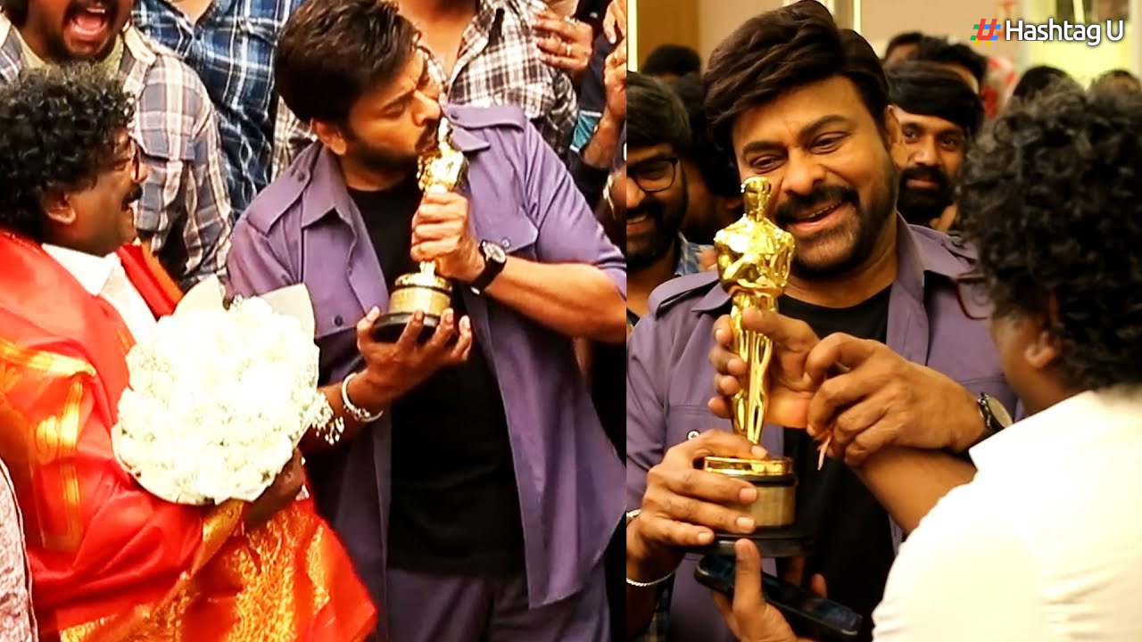 Chiranjeevi Celebrates Naatu Naatu Lyricist Chandrabose’s Oscar Win on Bhola Shankar Set