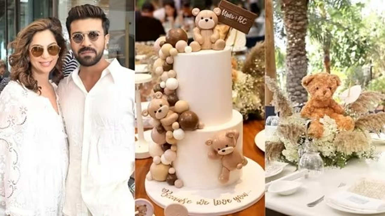 Ram Charan and Upasana celebrate lavish white themed baby shower in Dubai