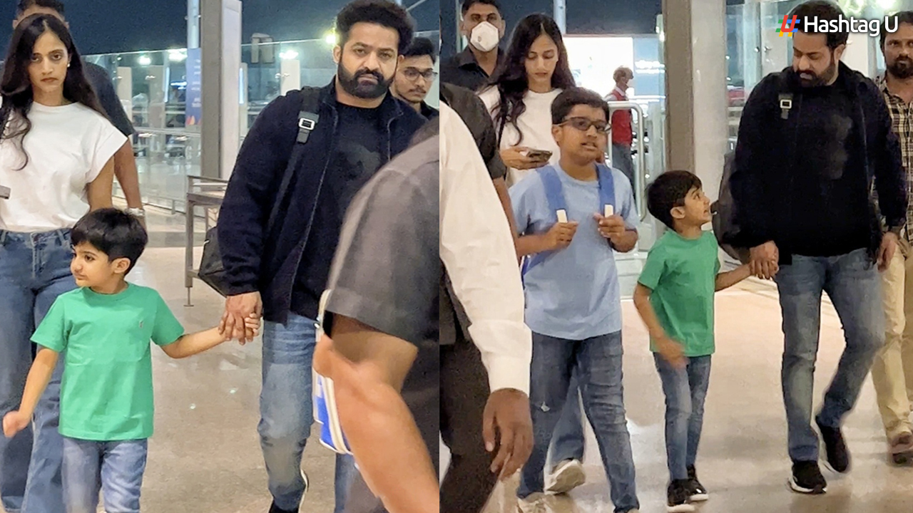Jr NTR Embarks on a Family Vacation with Wife Pranathi and Sons Abhay and Bhargav
