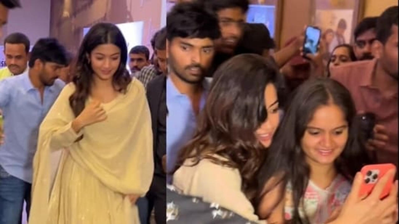 Rashmika Mandanna gets mobbed by fans at an event