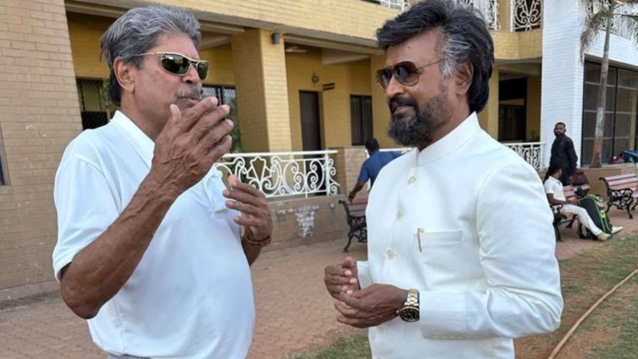 Rajinikanth shares a BTS picture with Kapil Dev from the sets of Lal Shaam