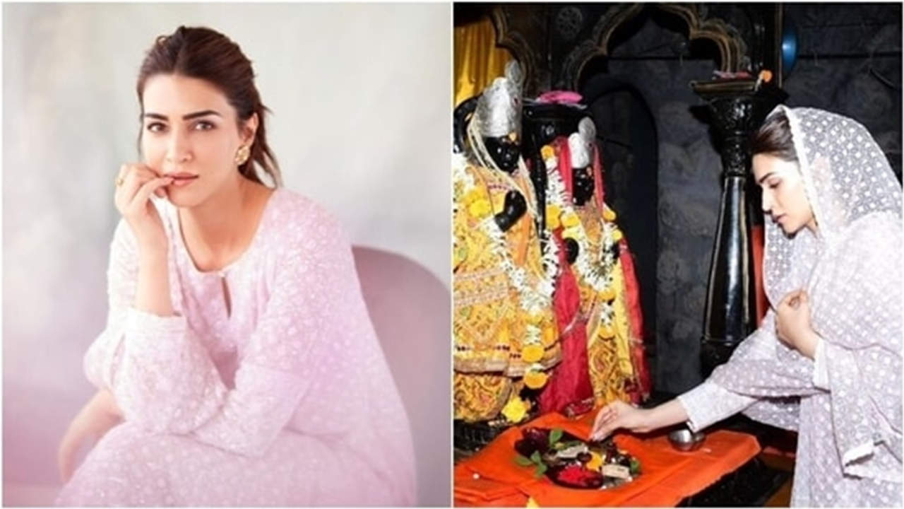 Kriti Sanon looked ethereal in a Chikankari suit as she visits temple