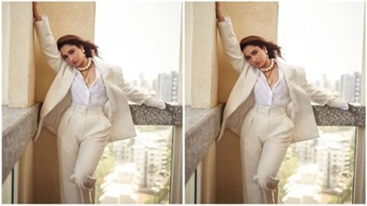 Tamannaah Bhatia looks like a boss lady in beige pantsuit