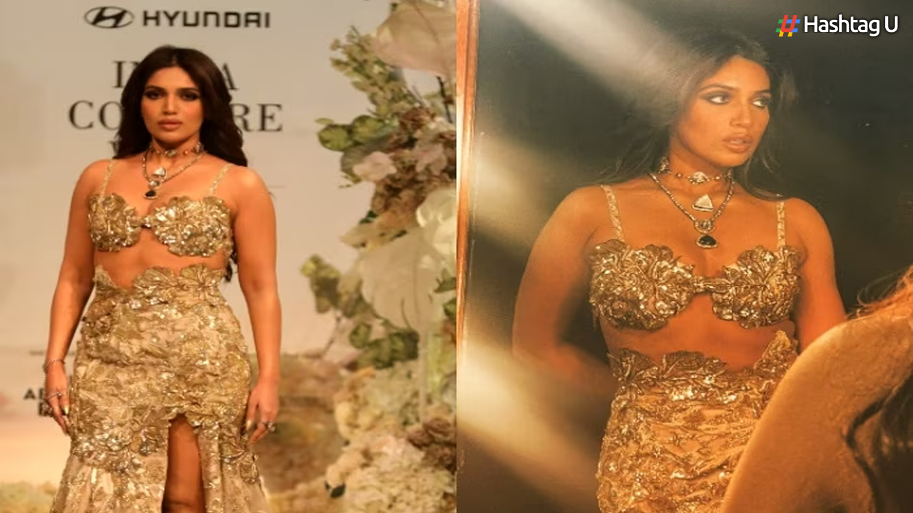 Bhumi Pednekar Stuns as Showstopper at India Couture Week 2023 in a Glamorous Golden Ensemble