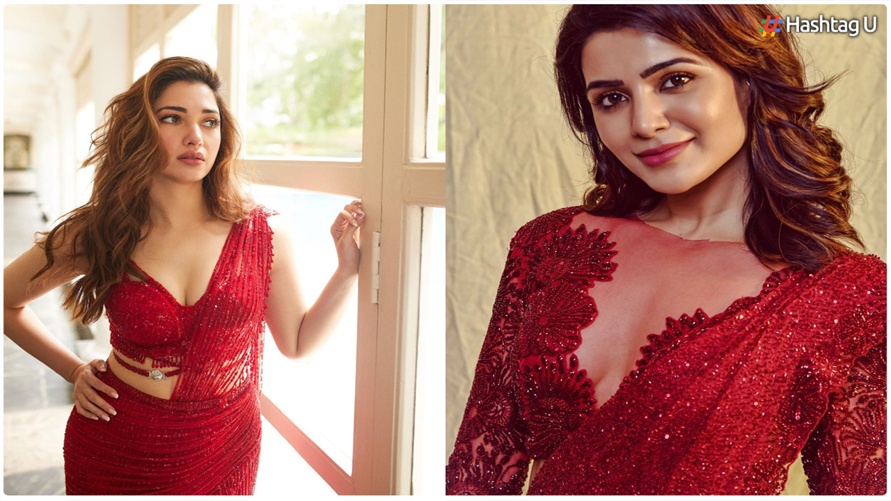 Tamannaah Bhatia and Samantha Ruth Prabhu: A Fashion Face-Off in Red Slit-Cut Sarees