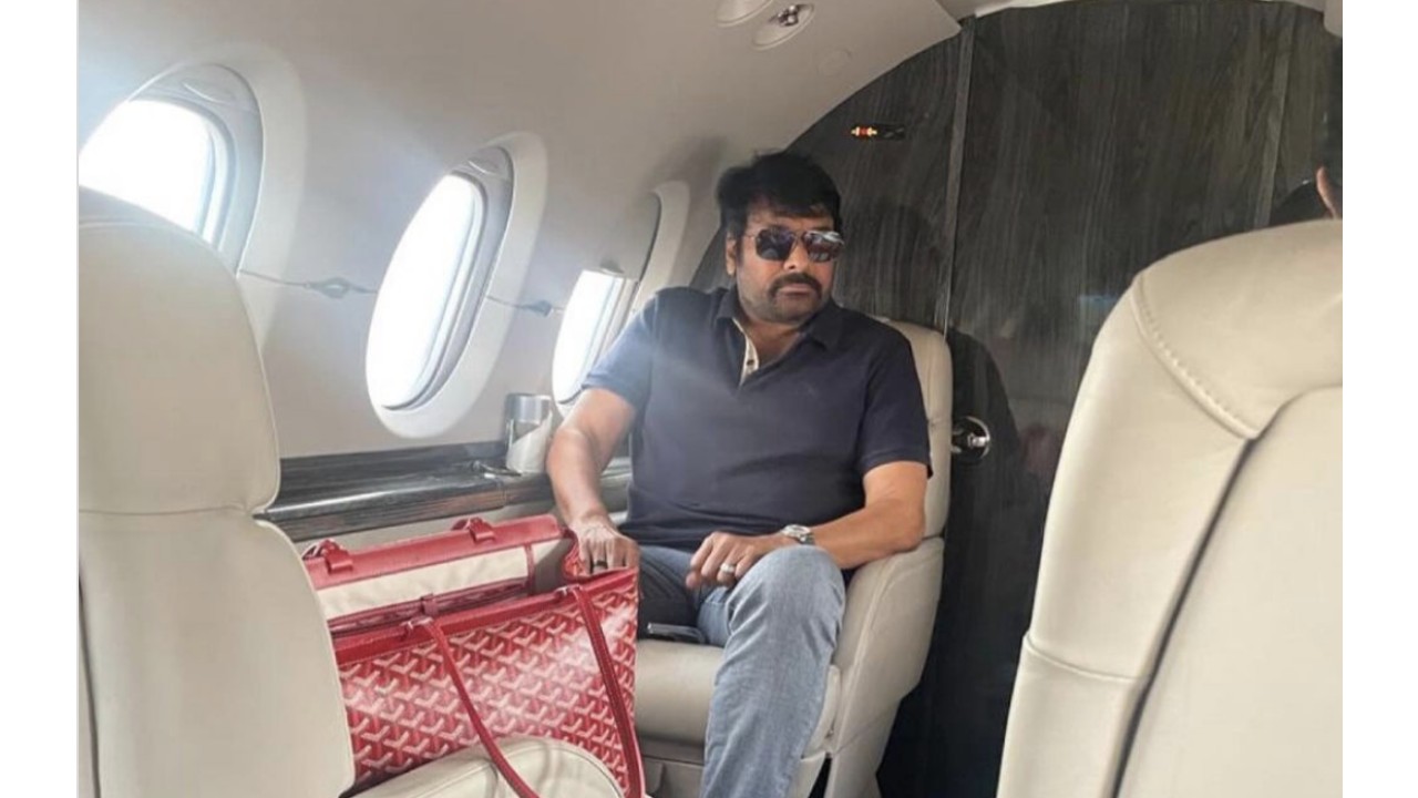 Megastar Chiranjeevi En Route to Delhi for Padma Vibhushan Award Ceremony