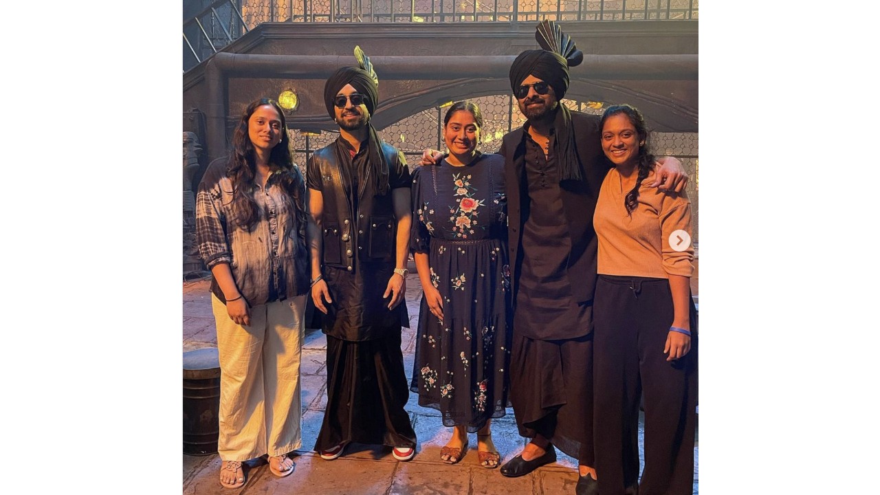 Prabhas Poses with sisters in Punjabi attire on Kalki 2898 AD set for Bhairava anthem shoot