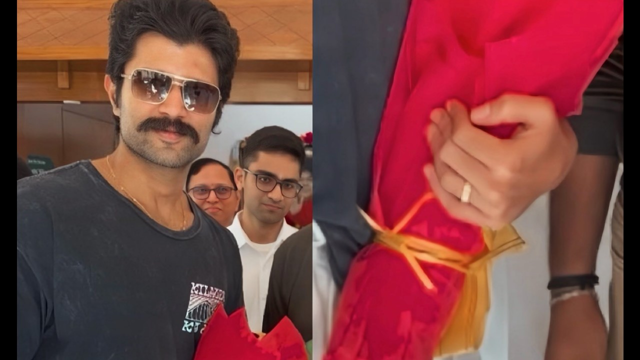 Is Vijay Deverakonda’s Ring at Puttaparthi Ashram Hinting at an Engagement? Fans Speculate About Rashmika Connection